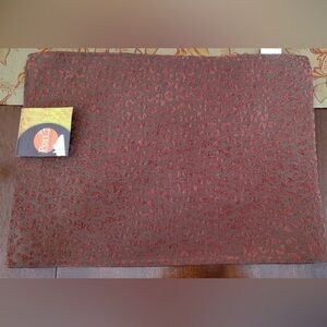 NWT 6 Placemats leopard pattern cut velvet on Chocolate Brown background